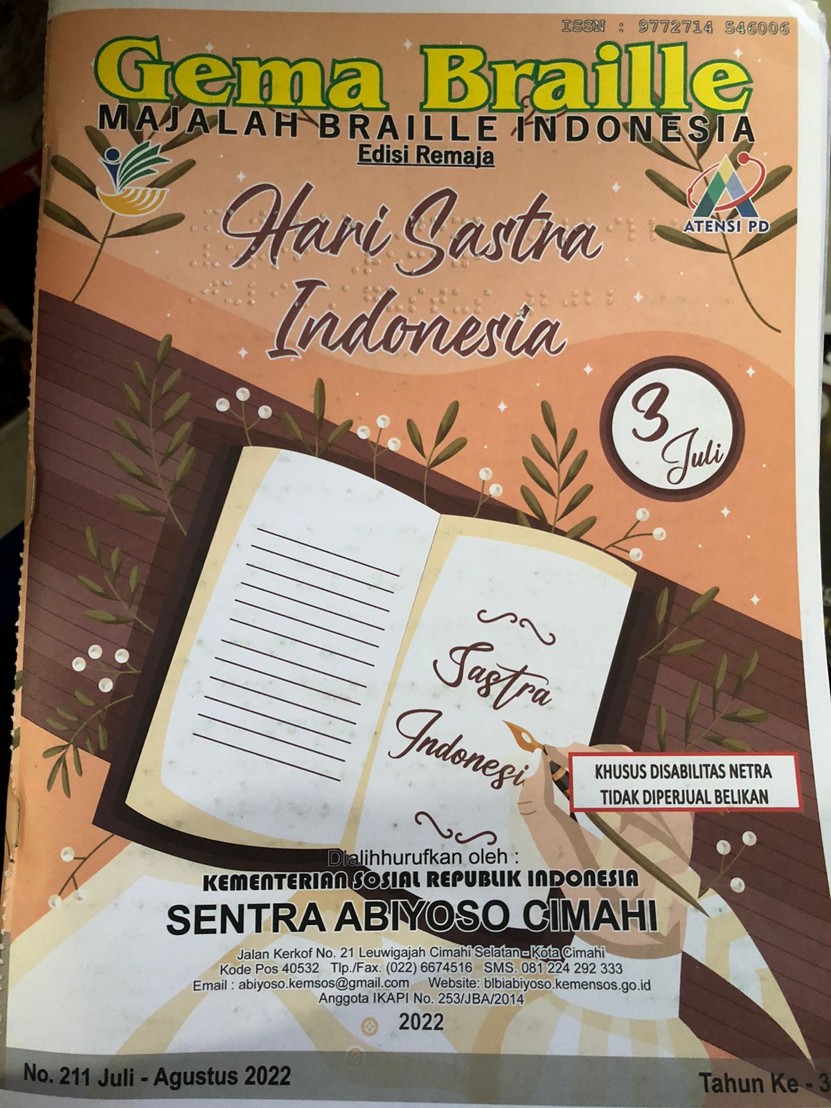 Majala Braille Indonesia Hari Sastra Indonesia